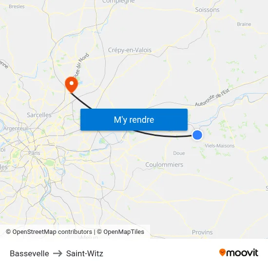 Bassevelle to Saint-Witz map