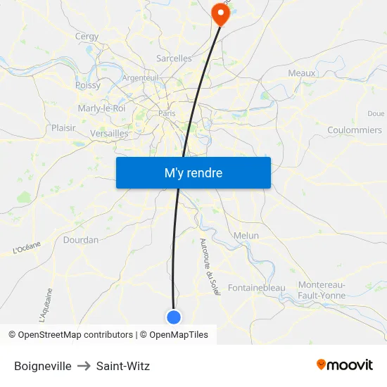 Boigneville to Saint-Witz map