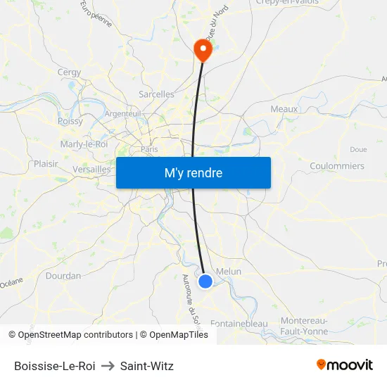 Boissise-Le-Roi to Saint-Witz map