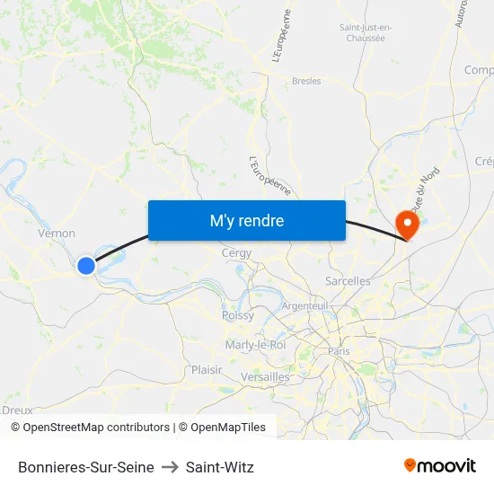 Bonnieres-Sur-Seine to Saint-Witz map