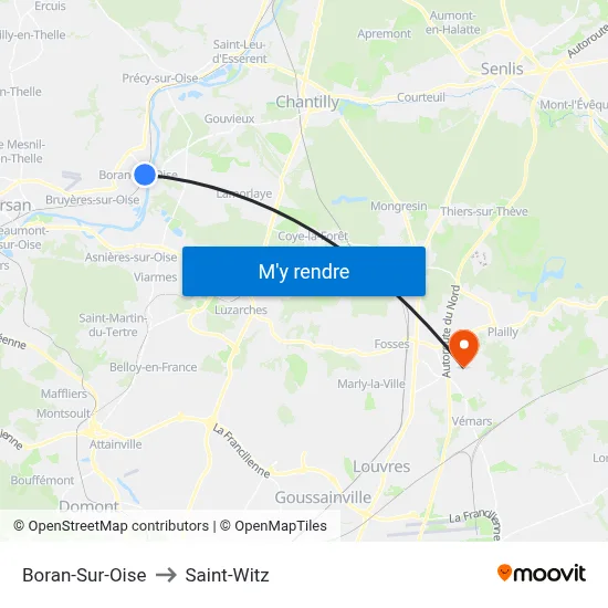 Boran-Sur-Oise to Saint-Witz map