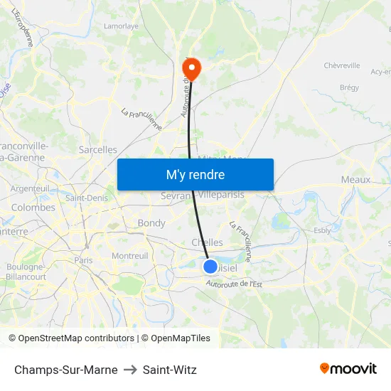 Champs-Sur-Marne to Saint-Witz map