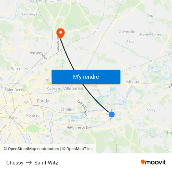 Chessy to Saint-Witz map