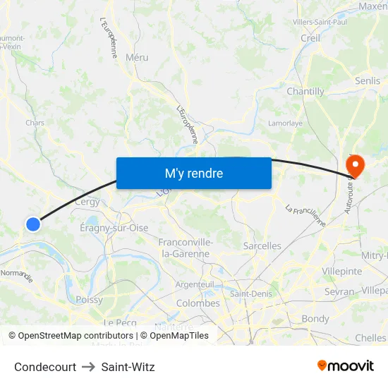 Condecourt to Saint-Witz map