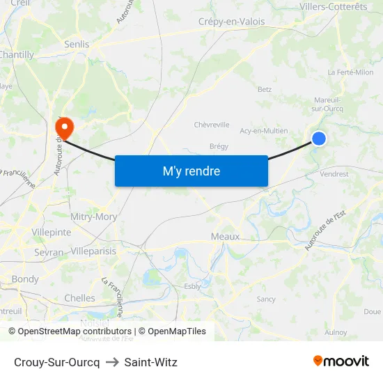 Crouy-Sur-Ourcq to Saint-Witz map