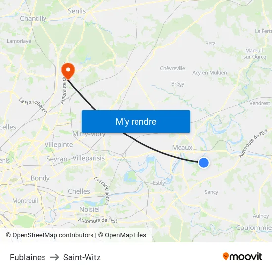 Fublaines to Saint-Witz map