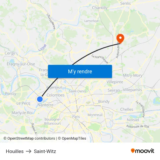 Houilles to Saint-Witz map