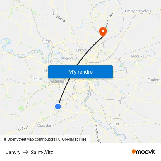 Janvry to Saint-Witz map