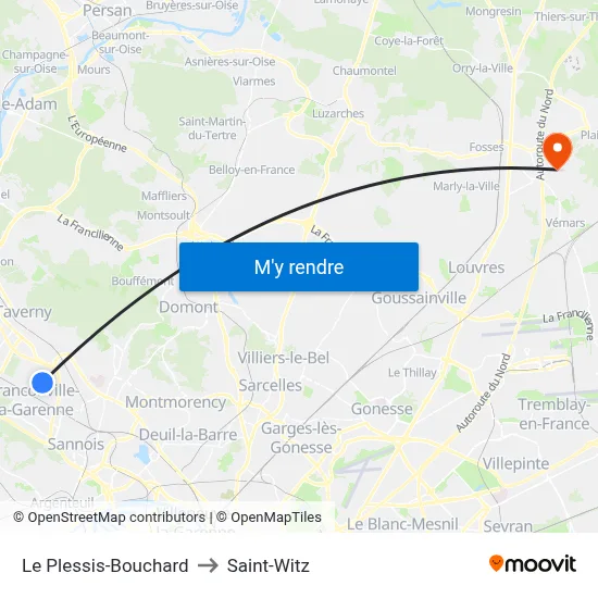 Le Plessis-Bouchard to Saint-Witz map