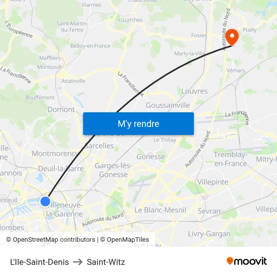 L'Ile-Saint-Denis to Saint-Witz map