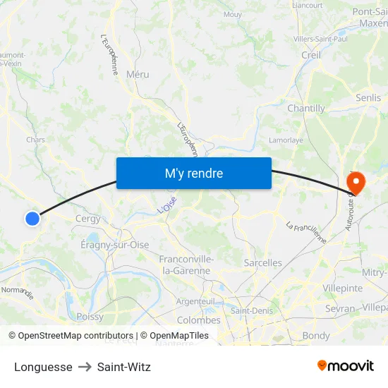 Longuesse to Saint-Witz map