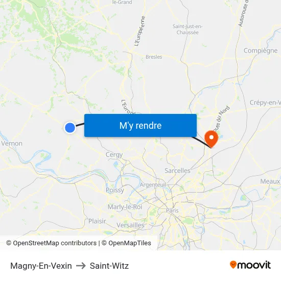 Magny-En-Vexin to Saint-Witz map
