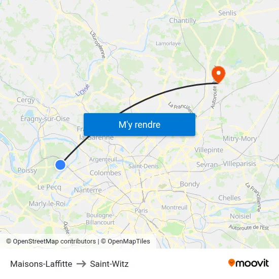 Maisons-Laffitte to Saint-Witz map