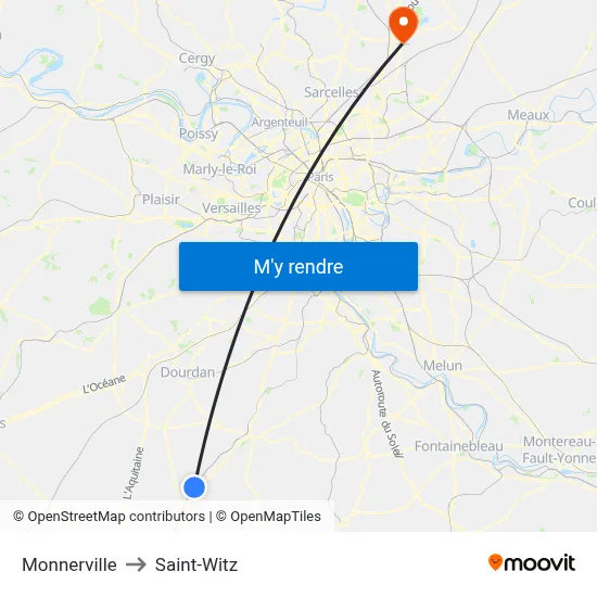 Monnerville to Saint-Witz map