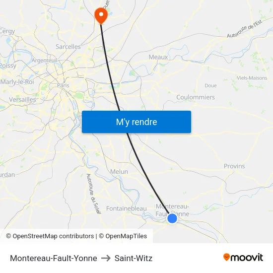 Montereau-Fault-Yonne to Saint-Witz map
