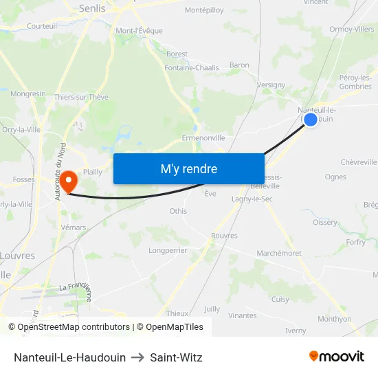 Nanteuil-Le-Haudouin to Saint-Witz map