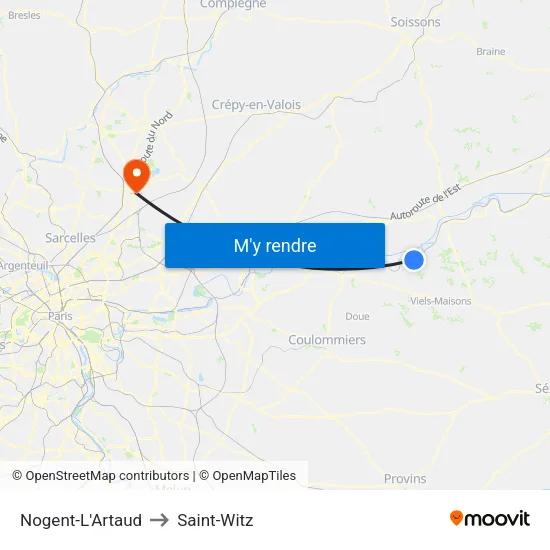 Nogent-L'Artaud to Saint-Witz map