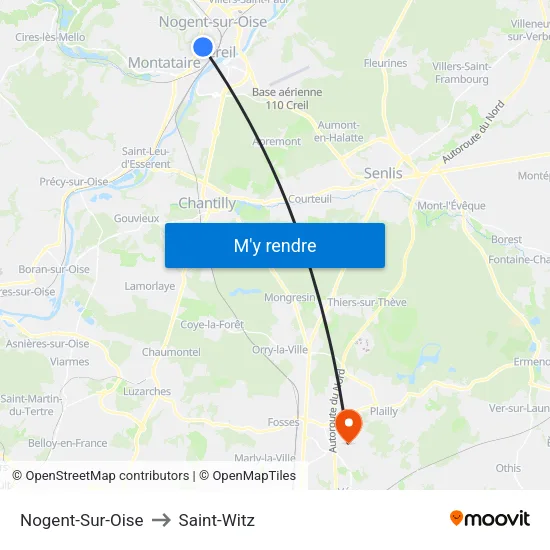 Nogent-Sur-Oise to Saint-Witz map