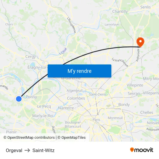 Orgeval to Saint-Witz map