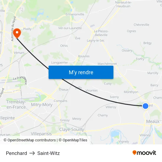 Penchard to Saint-Witz map