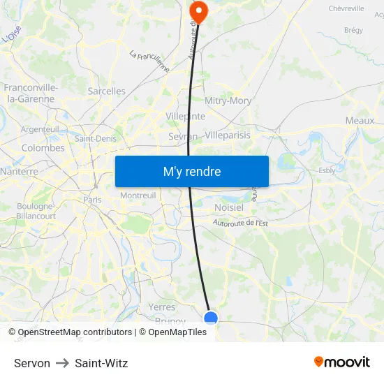 Servon to Saint-Witz map