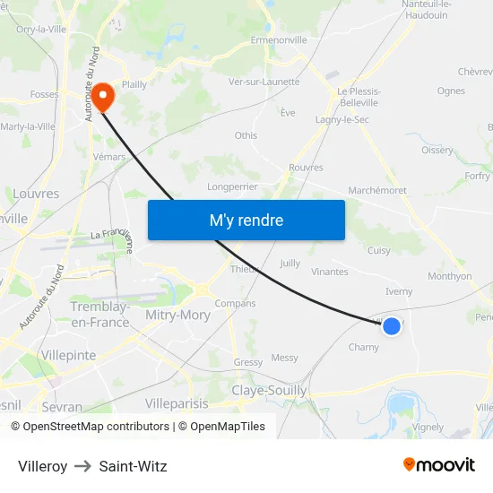 Villeroy to Saint-Witz map
