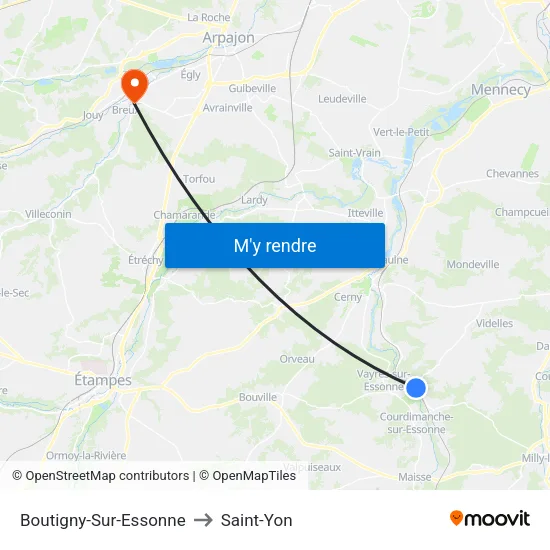 Boutigny-Sur-Essonne to Saint-Yon map