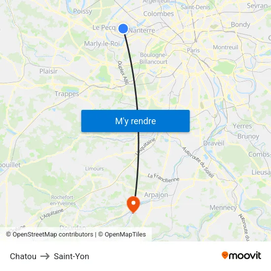 Chatou to Saint-Yon map