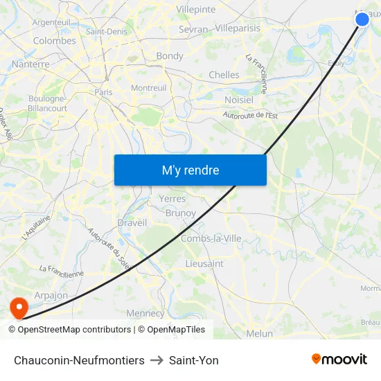 Chauconin-Neufmontiers to Saint-Yon map