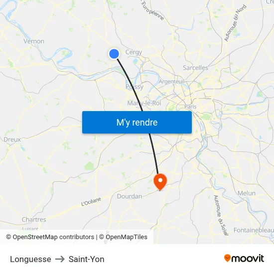 Longuesse to Saint-Yon map