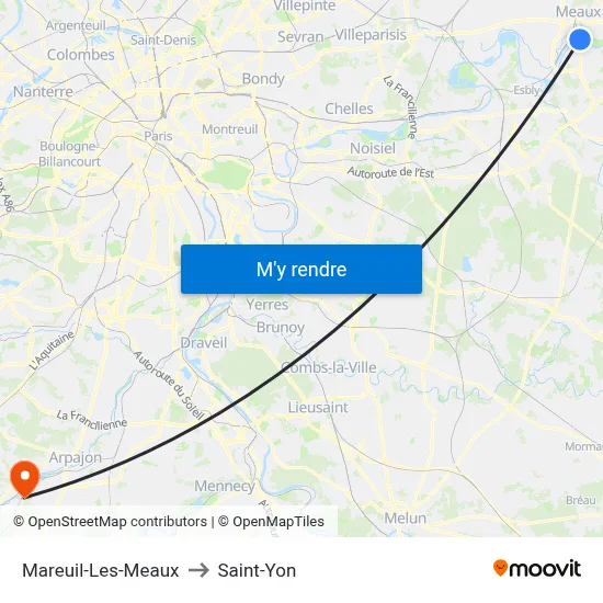 Mareuil-Les-Meaux to Saint-Yon map
