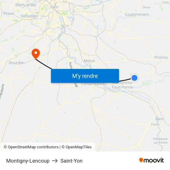 Montigny-Lencoup to Saint-Yon map