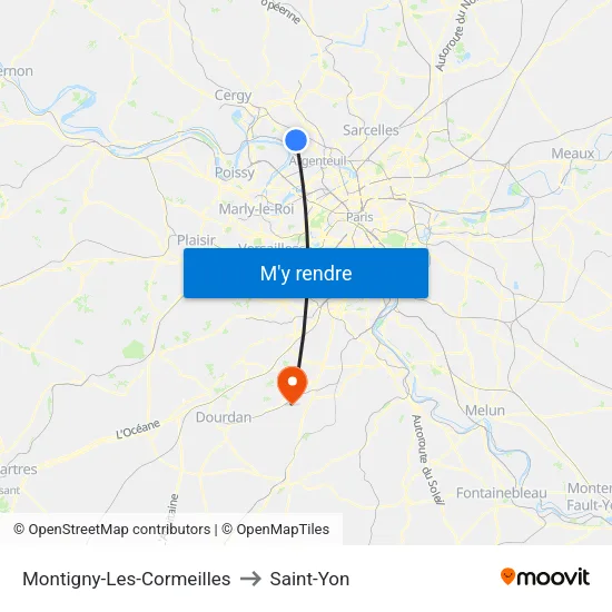 Montigny-Les-Cormeilles to Saint-Yon map