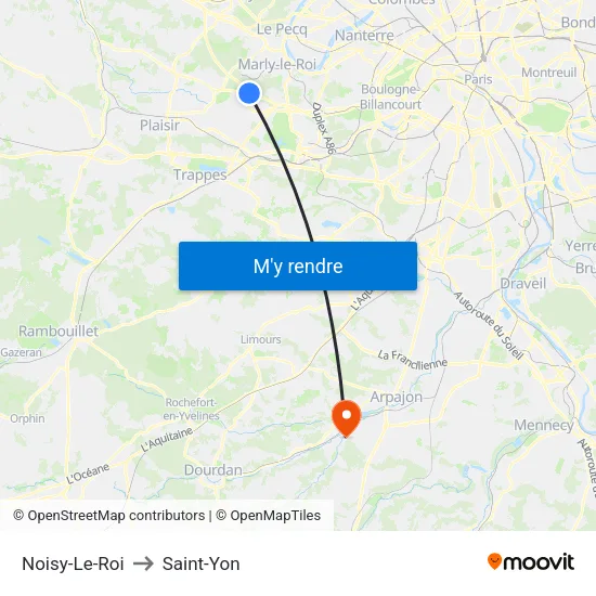 Noisy-Le-Roi to Saint-Yon map