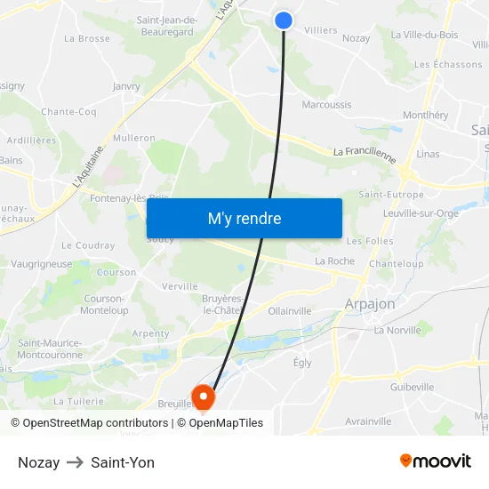Nozay to Saint-Yon map