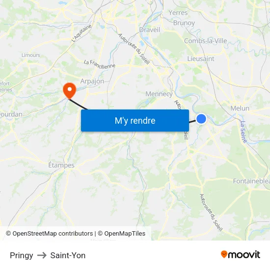 Pringy to Saint-Yon map