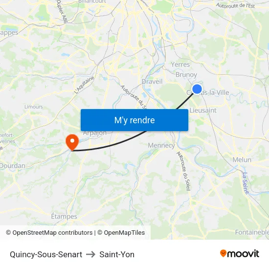 Quincy-Sous-Senart to Saint-Yon map