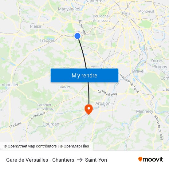 Gare de Versailles - Chantiers to Saint-Yon map