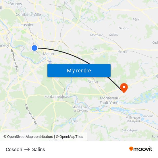 Cesson to Salins map