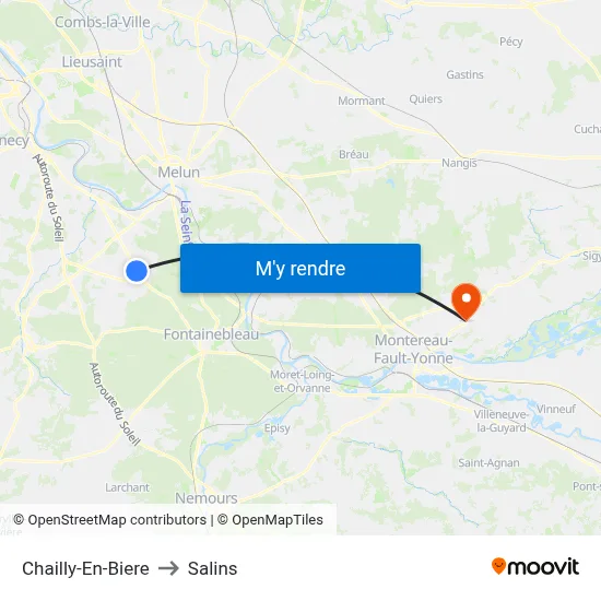Chailly-En-Biere to Salins map