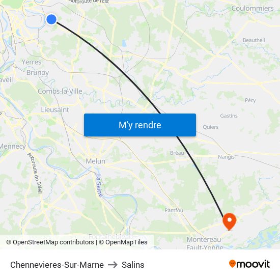 Chennevieres-Sur-Marne to Salins map