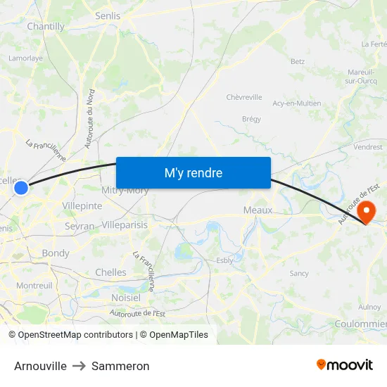 Arnouville to Sammeron map