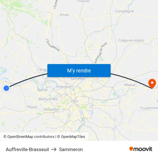 Auffreville-Brasseuil to Sammeron map