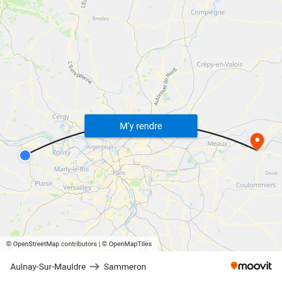 Aulnay-Sur-Mauldre to Sammeron map