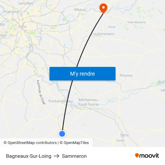 Bagneaux-Sur-Loing to Sammeron map