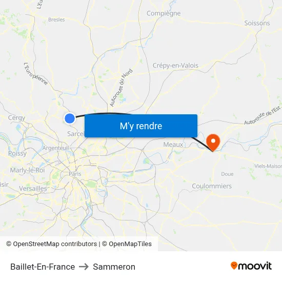 Baillet-En-France to Sammeron map