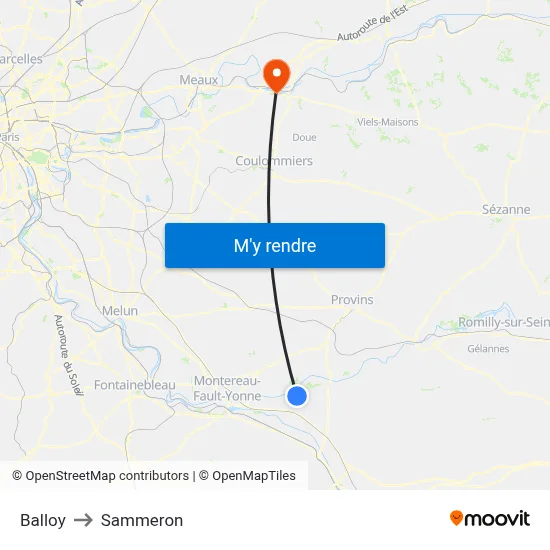 Balloy to Sammeron map