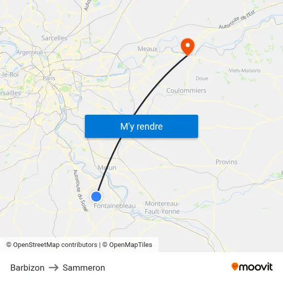 Barbizon to Sammeron map