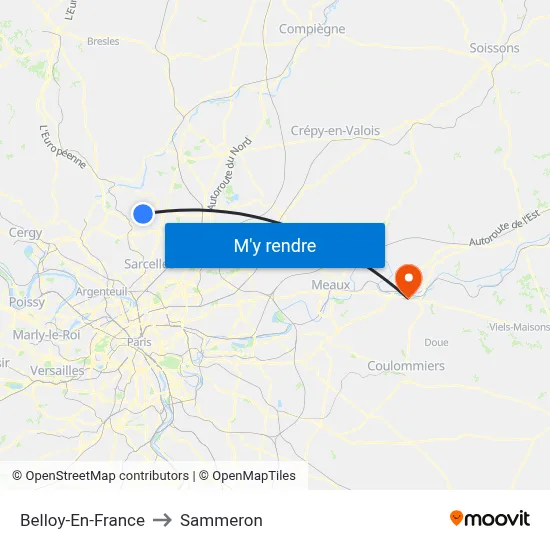 Belloy-En-France to Sammeron map