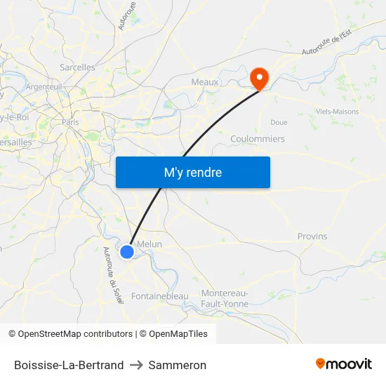 Boissise-La-Bertrand to Sammeron map